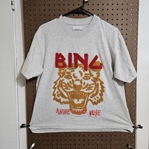 Anine Bing Gray Tee with Red and Gold Graphic